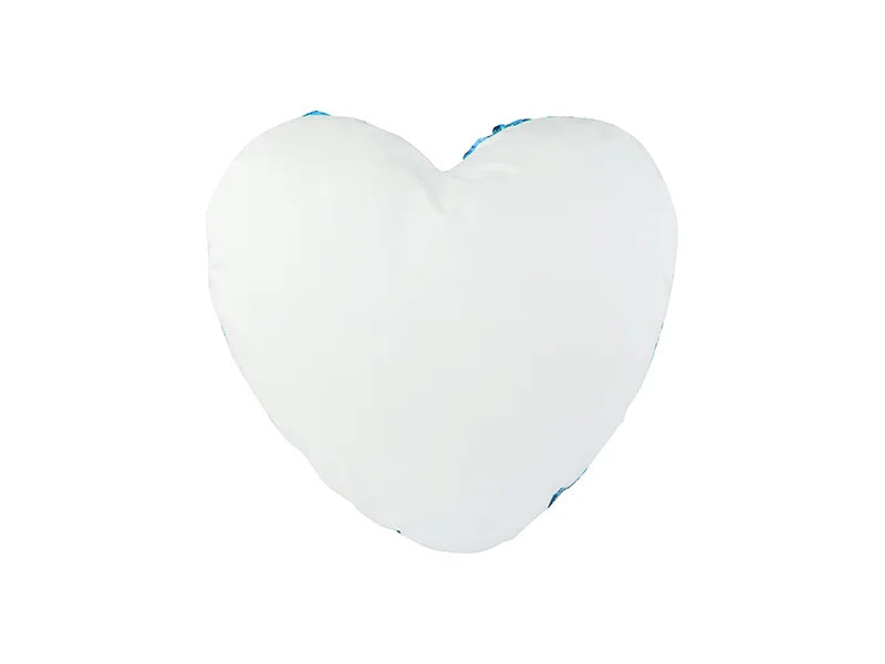 Sublimation Heart Shaped Sequin Pillow Cover (Light Blue w/ White, 39*44cm)