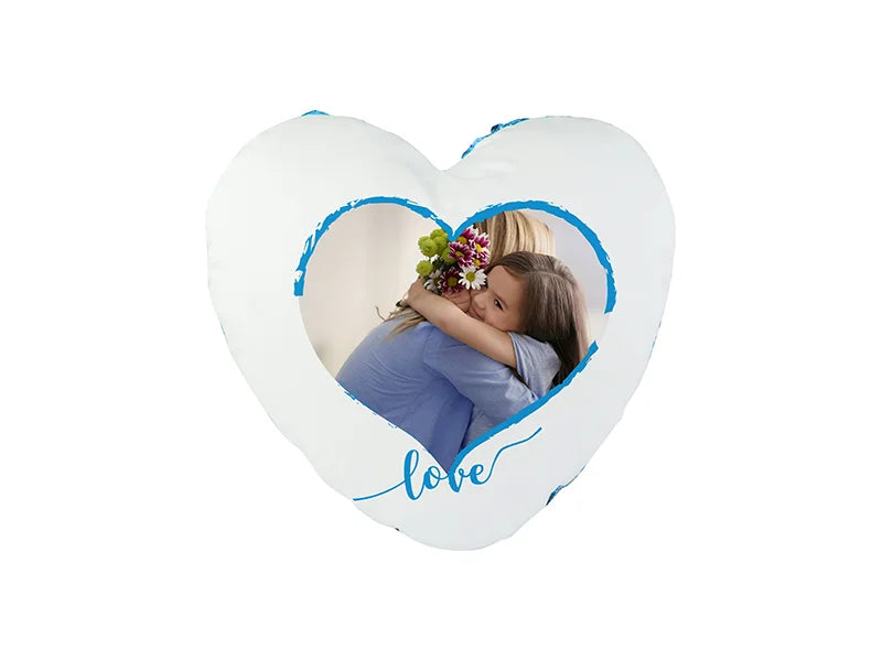 Sublimation Heart Shaped Sequin Pillow Cover (Light Blue w/ White, 39*44cm)