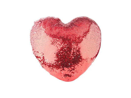 Sublimation Heart Shaped Sequin Pillow Cover (Red w/ White, 39*44cm)