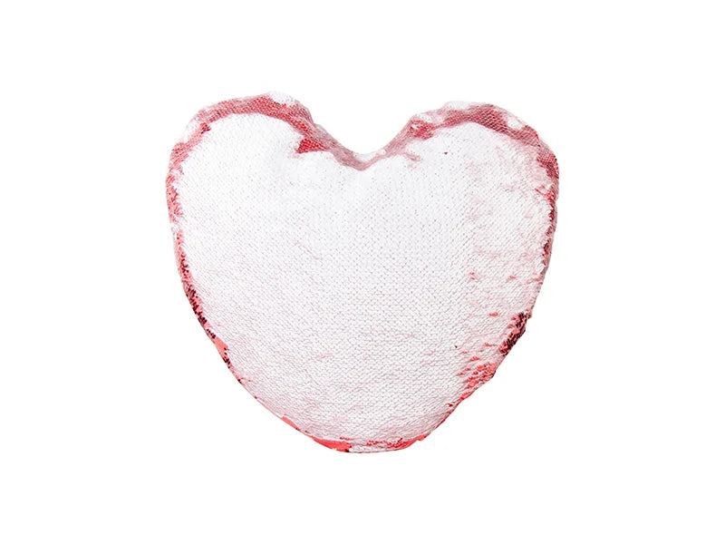 Sublimation Heart Shaped Sequin Pillow Cover (Red w/ White, 39*44cm)