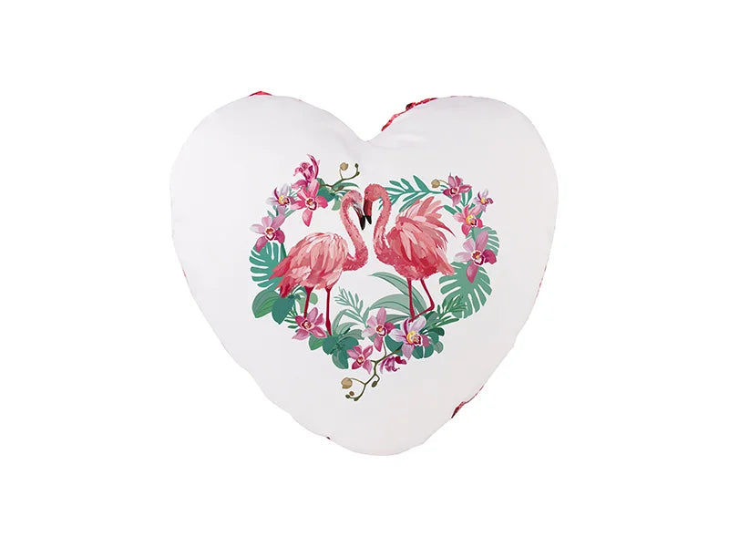 Sublimation Heart Shaped Sequin Pillow Cover (Red w/ White, 39*44cm)
