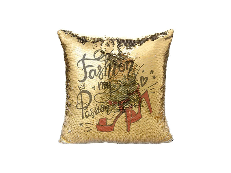 Sublimation Flip Sequin Pillow Cover (Gold w/ Silver)