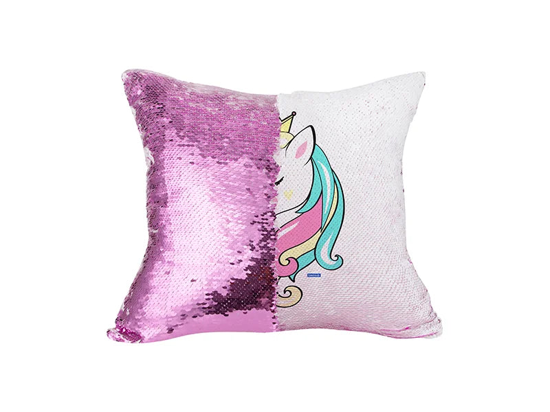 Sublimation Flip Sequin Pillow Cover (White w/ Purple)