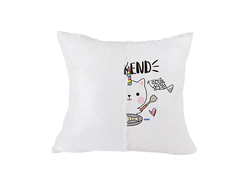 Sublimation Flip Sequin Pillow Cover (White w/ White)