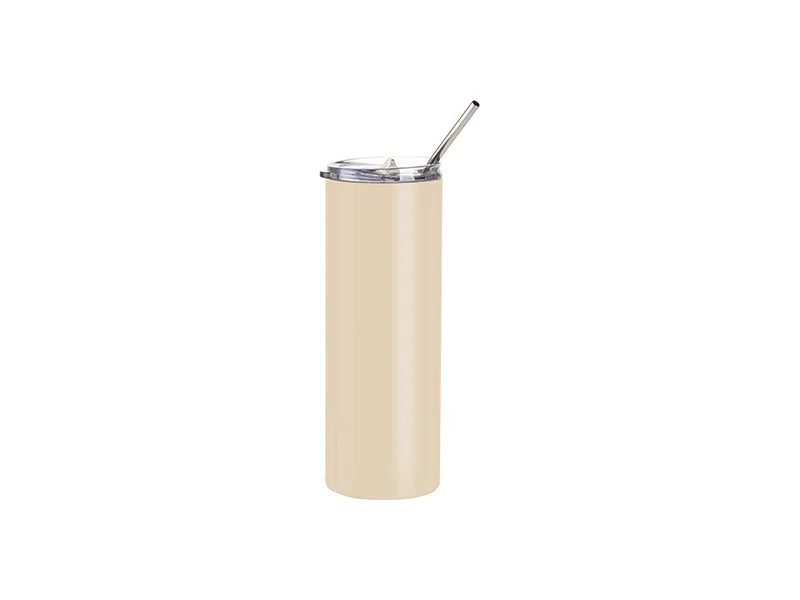 Sublimation 20oz/600ml Stainless Steel Tumbler with Straw & Lid(Matte, Beige)