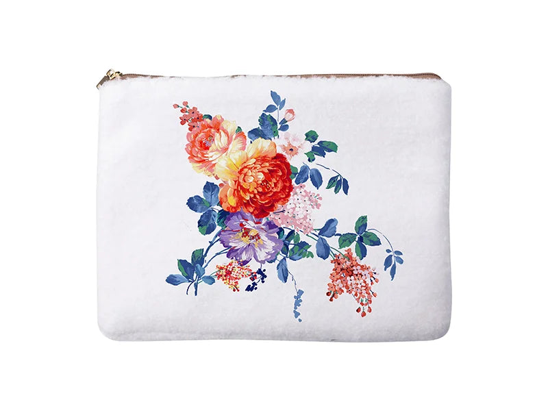 Sublimation Blended Plush Pencil/ Makeup Case(White /Green)