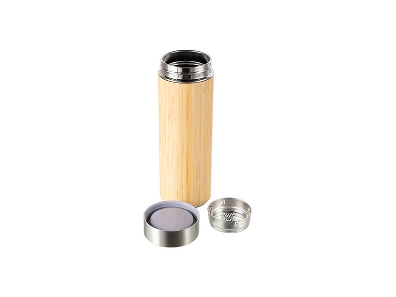 420ml/14oz Bamboo Flask Thermal Cup with Plastic Base