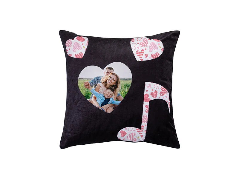 Sublimation 4 Panel Plush Pillow Cover (Musical Note, 40*40cm/15.75inchx15.75inch)