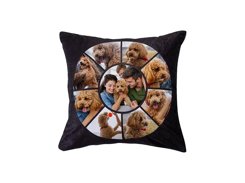 Sublimation 9 Panel Plush Pillow Cover (Round, 40*40cm/15.75inchx15.75inch)