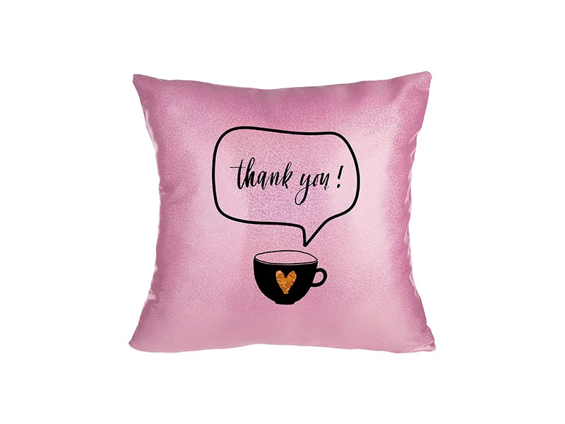 Sublimation Glitter Square Shape Pillow Cover (40*40cm,Pink)
