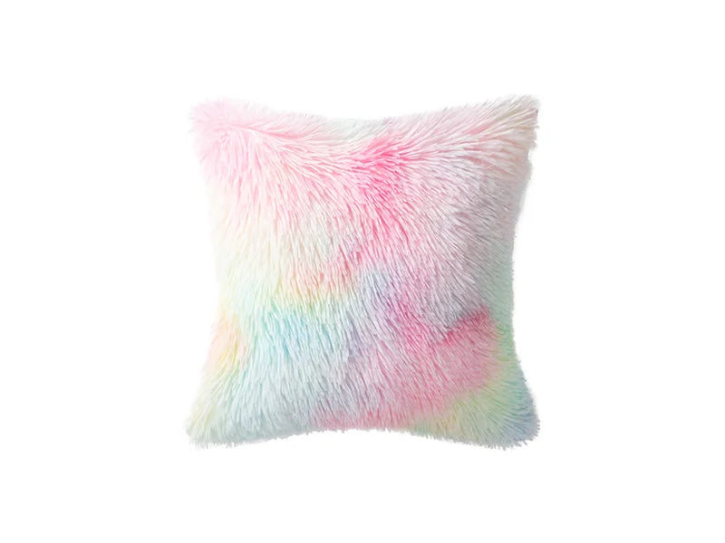 Two Tone Sublimation Blanks Pillow Cover(Tie Dyed Long Fleece with Microfiber,40*40cm)