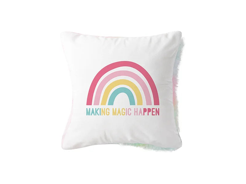Two Tone Sublimation Blanks Pillow Cover(Tie Dyed Long Fleece with Microfiber,40*40cm)