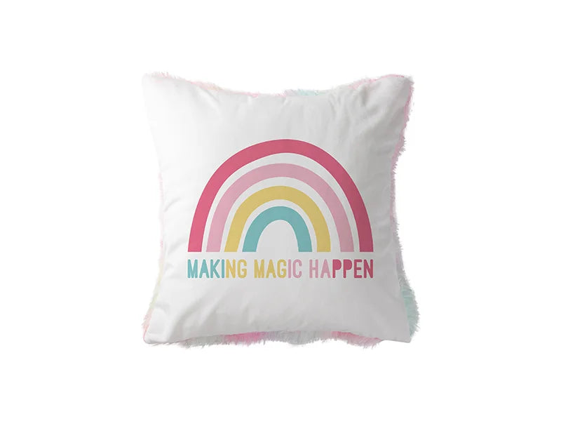 Two Tone Sublimation Blanks Pillow Cover(Tie Dyed PV Short Fleece with Microfiber,45*45cm)
