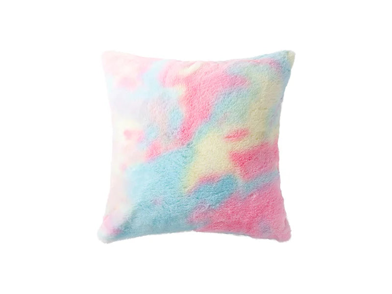 Two Tone Sublimation Blanks Pillow Cover(Tie Dyed PV Short Fleece with Microfiber,40*40cm)