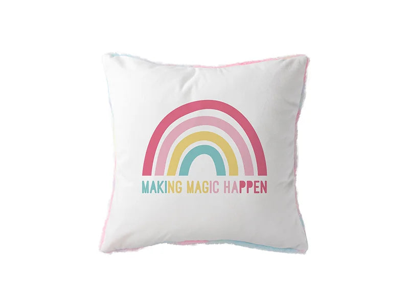 Two Tone Sublimation Blanks Pillow Cover(Tie Dyed PV Short Fleece with Microfiber,40*40cm)