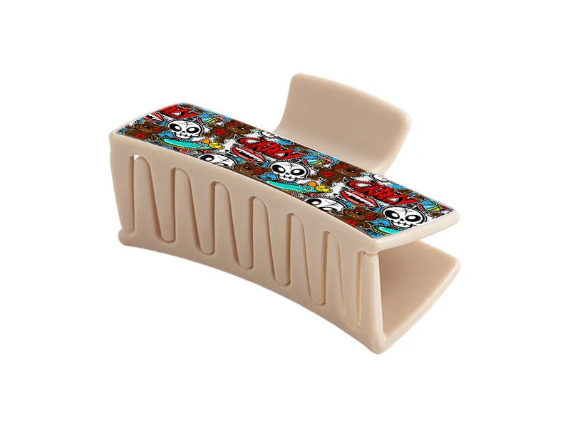 Sublimation Kids Hair Claw Clip w/Insert (Beige,7.9*3.4*4.4cm)