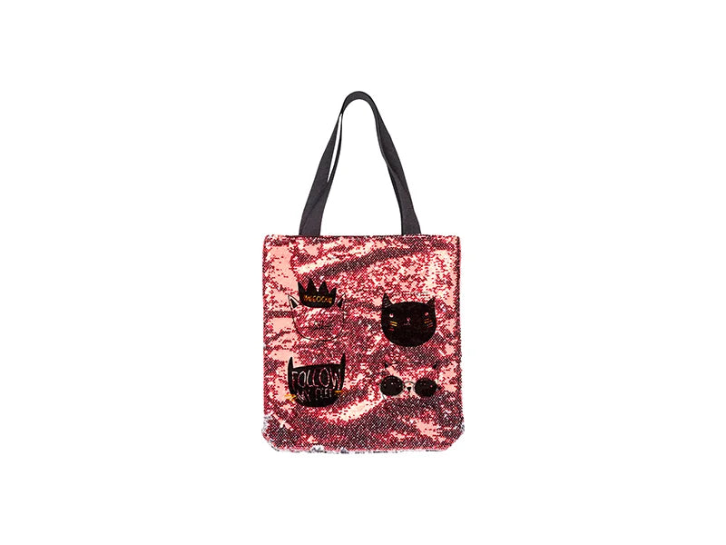 Sublimation Sequin Double Layer Tote Bag(Red/Silver, 35*38cm)