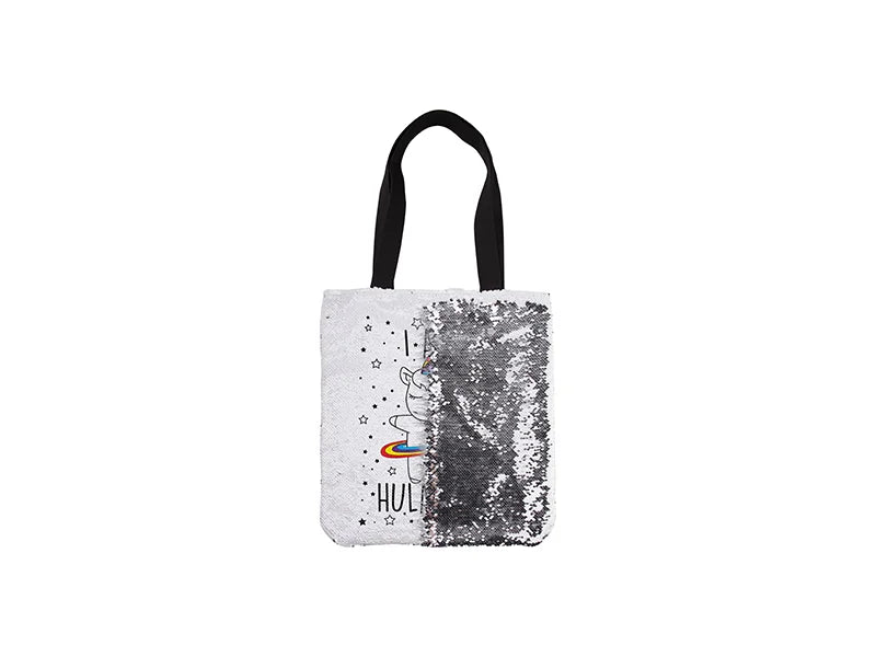 Sublimation Sequin Double Layer Tote Bag (White/Silver)