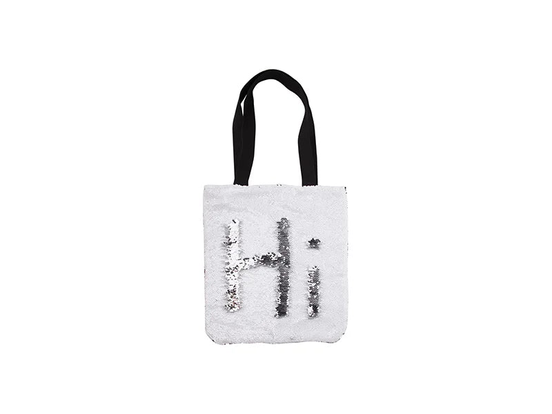 Sublimation Sequin Double Layer Tote Bag (White/Silver)