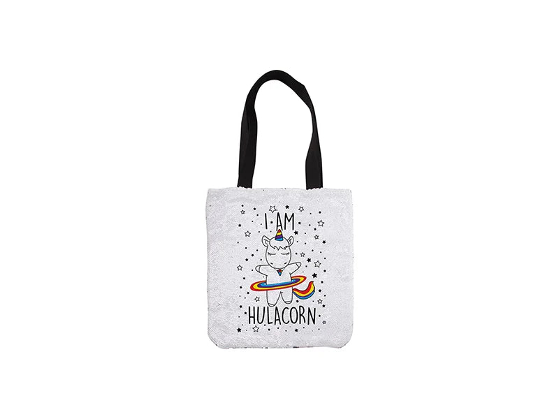 Sublimation Sequin Double Layer Tote Bag (White/Silver)