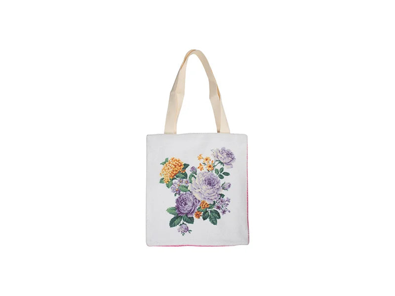 Sublimation Blended Plush Tote Bag(White w/ Pink,34*37cm)