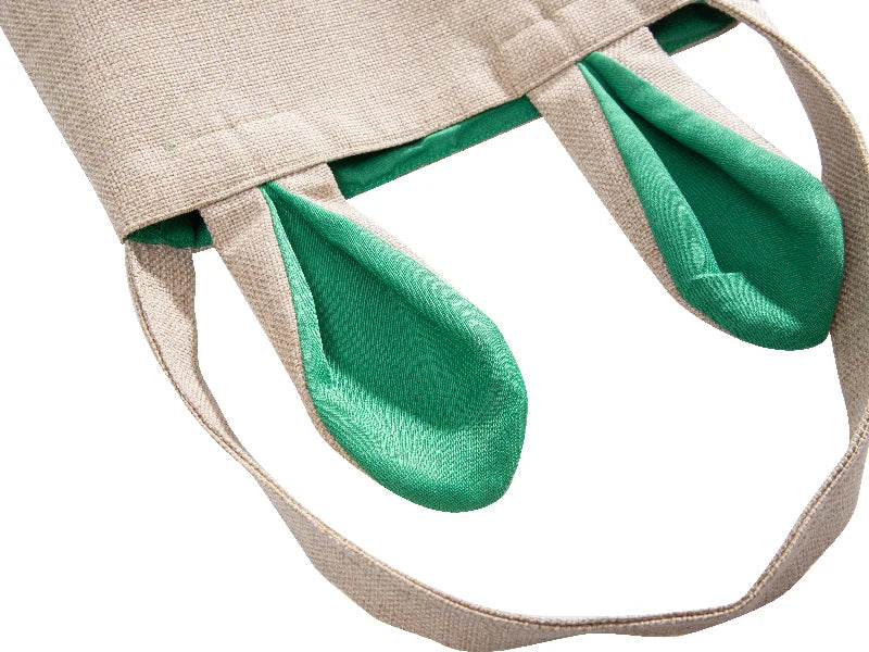 Sublimation Linen Easter Bunny Bag (Green Ears, 29*34cm)