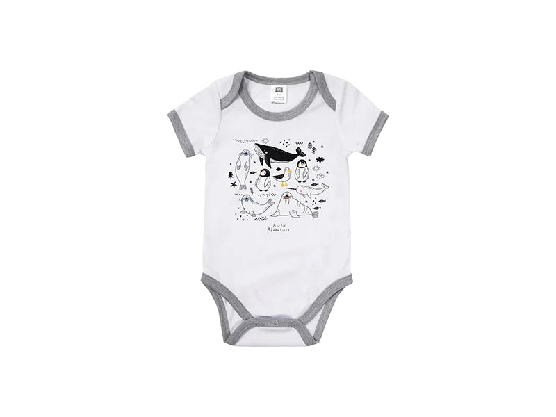 Baby Onesie Short Sleeve L(Gray Edge,6-12M)