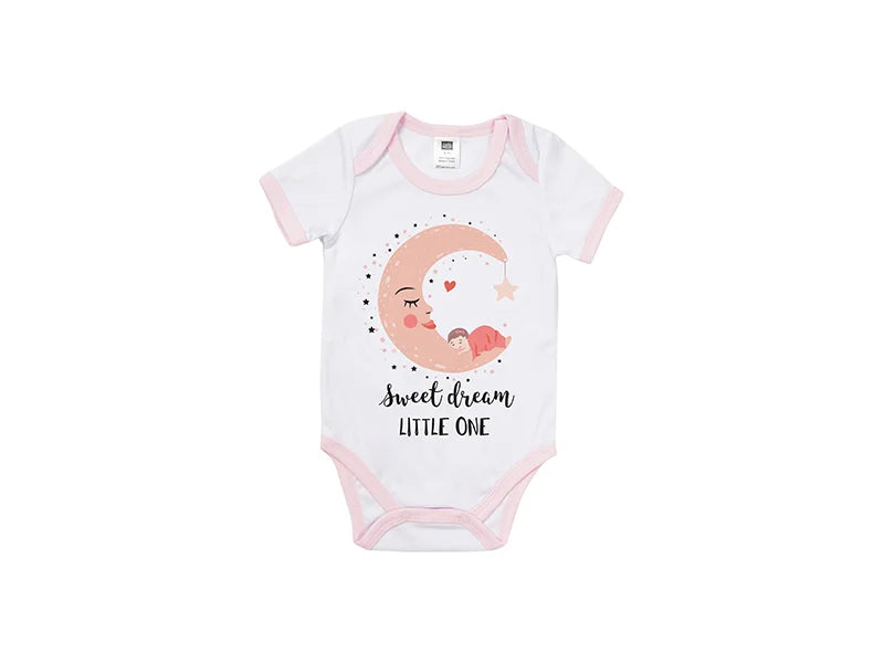 Baby Onesie Short Sleeve L(Pink Edge,6-12M)