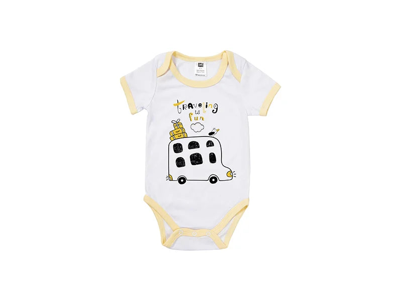 Baby Onesie Short Sleeve L(Yellow Edge,6-12M)