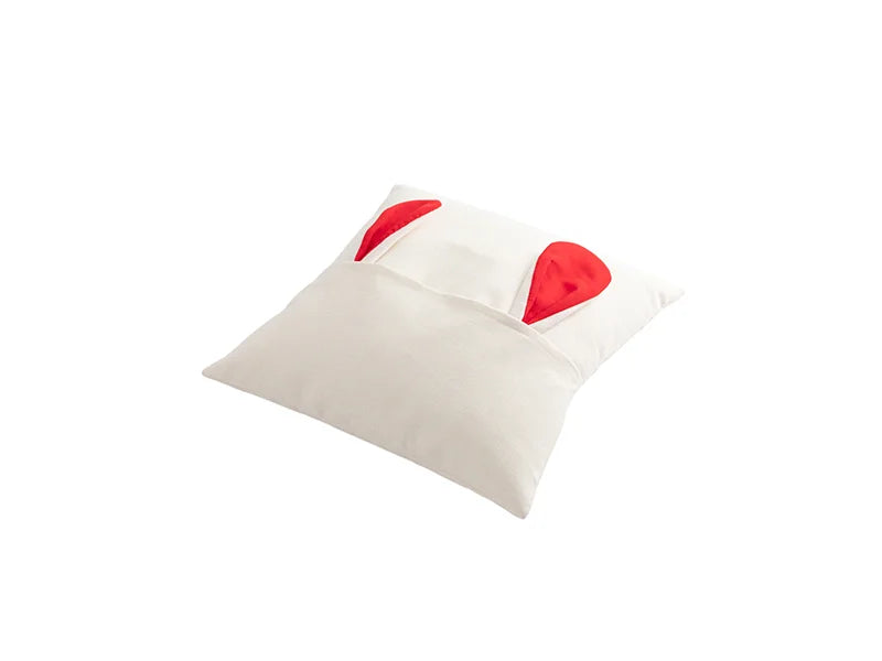 Sublimation Blanks Easter Bunny Pillow Cover(Red Ears, 40*40cm)