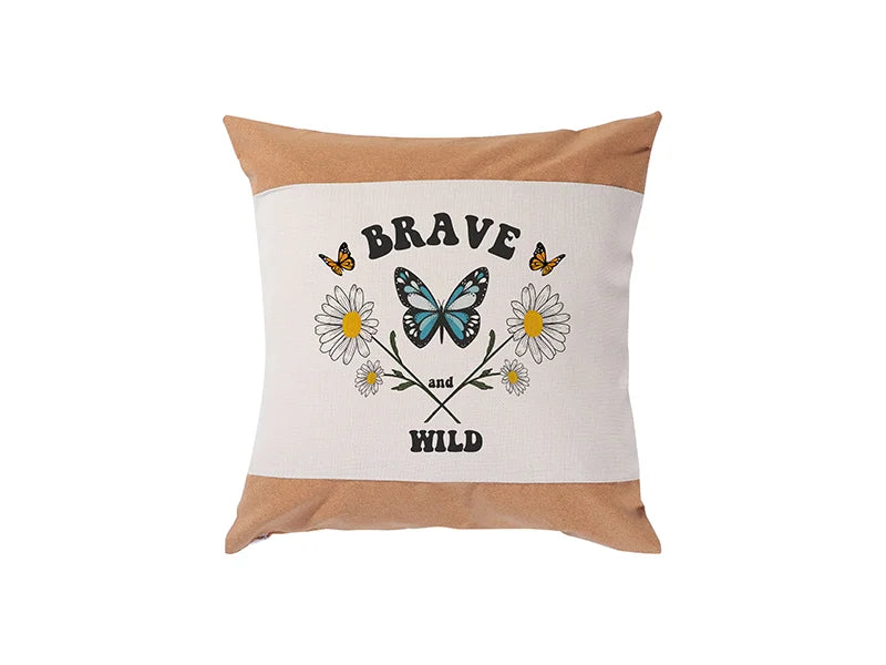 Sublimation Blanks Linen Stitching Cork Pillow Case (upper and lower cork stitching)