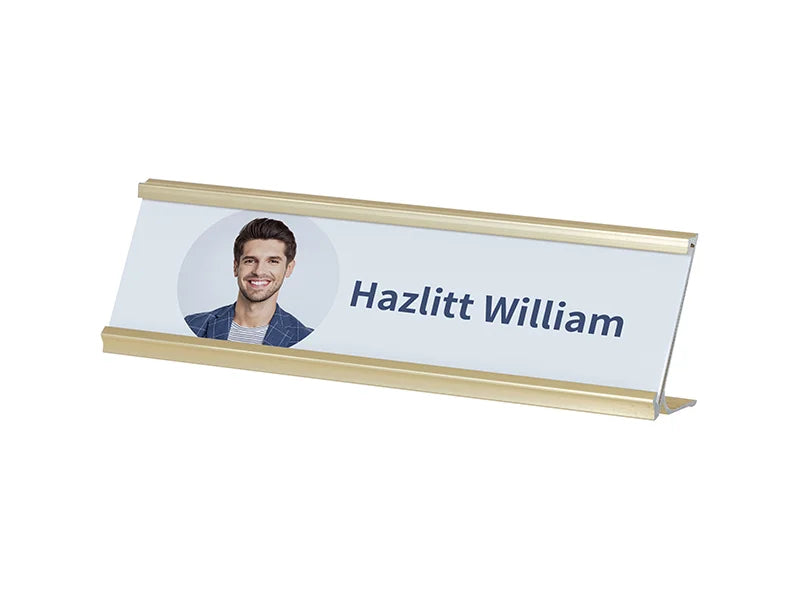 6 x 20cm Gold Name Plate Holder with White Box