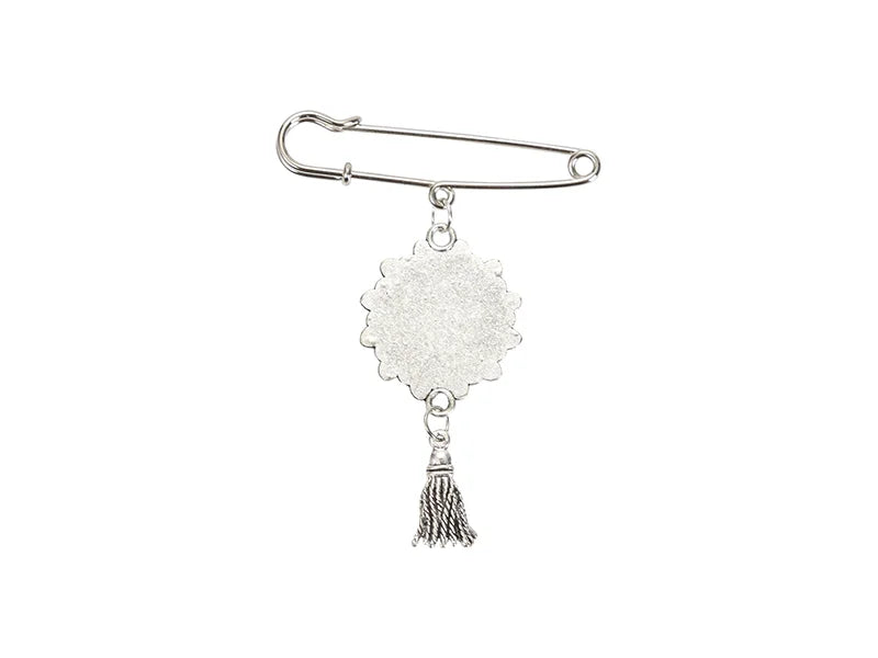 Sublimation Blanks Pin Brooch Charm w/ Tassel Pendant (Lacey, 5.5*7cm)