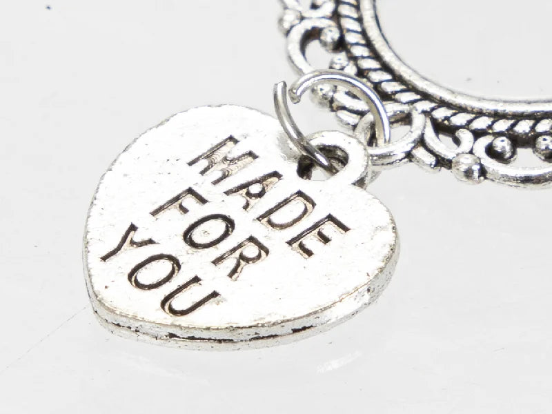 Sublimation Blanks Oval Name Badge w/ Heart Pendant (Silver)