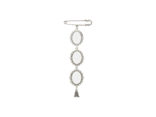 Sublimation Blanks Oval Name Badge w/ Tassel Pendant (Silver)