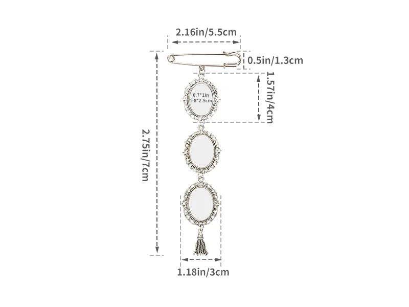 Sublimation Blanks Oval Name Badge w/ Tassel Pendant (Silver)