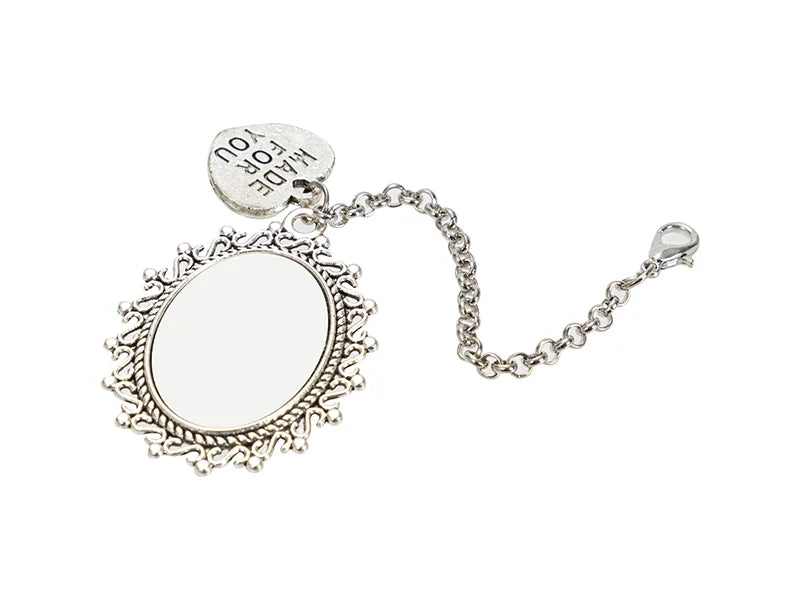 Sublimation Blanks Pin Brooch Charm w/ Heart Pendant (Oval, 1.8*2.5cm)