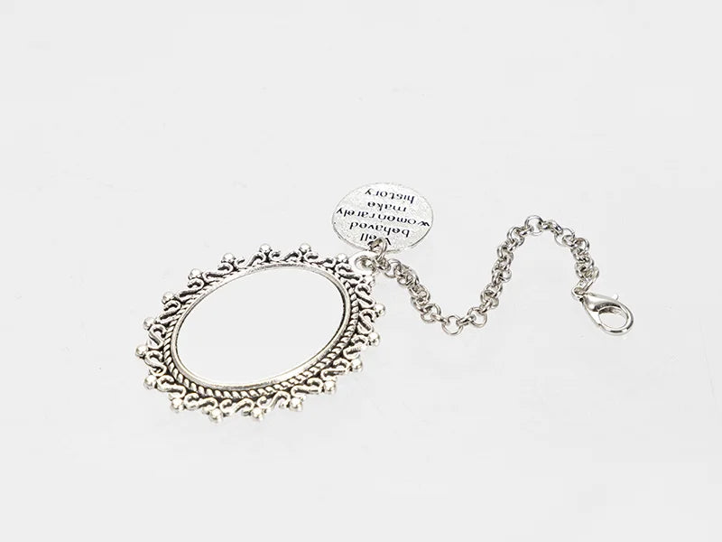 Sublimation Blanks Pin Brooch Charm w/ Round Pendant (Oval, 1.8*2.5cm)