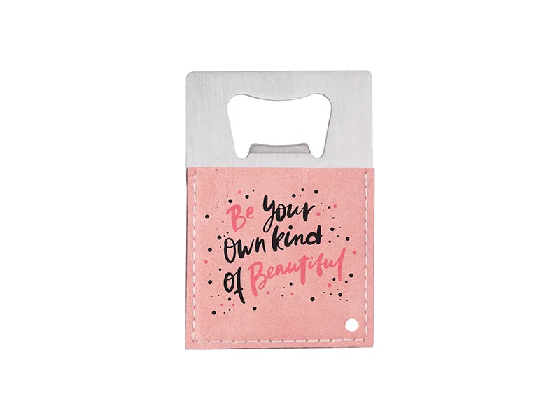 Sublimation PU Stainless Steel Bottle Opener (Pink, 8.5*5.5cm)