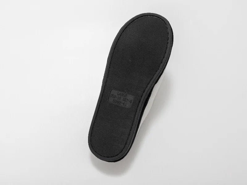 Sublimation Adult Fuzzy  Close Toe Slippers (White/Black, 40-41#)
