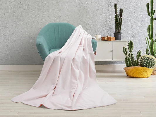 Arctic Fleece Lined Sublimation Microfiber Blanket(Pink/White, 127*152cm/50inchx 60inch)