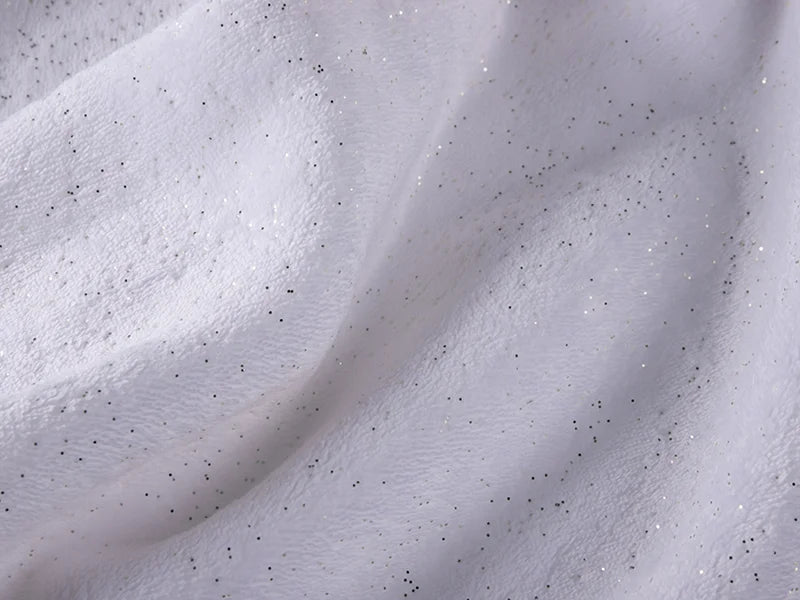 Silver Glitter Sublimation Minky Blanket(White, 152*203cm/60inchx 80inch)