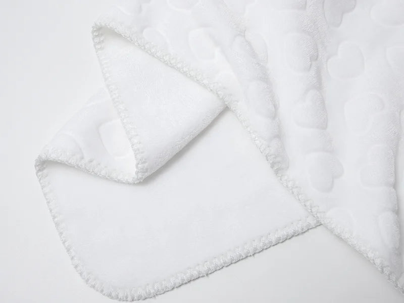 Heart Embossed Sublimation Minky Blanket(White, 76*101cm/30inchx 40inch)