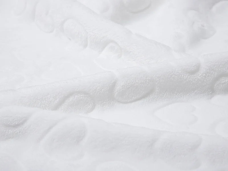 Heart Embossed Sublimation Minky Blanket(White, 127*152cm/50inchx 60inch)