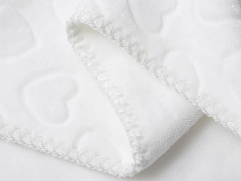 Heart Embossed Sublimation Minky Blanket(White, 127*152cm/50inchx 60inch)