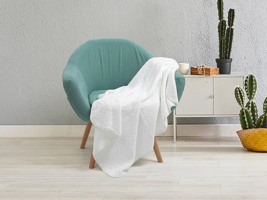 Heart Embossed Sublimation Minky Blanket(White, 127*152cm/50inchx 60inch)