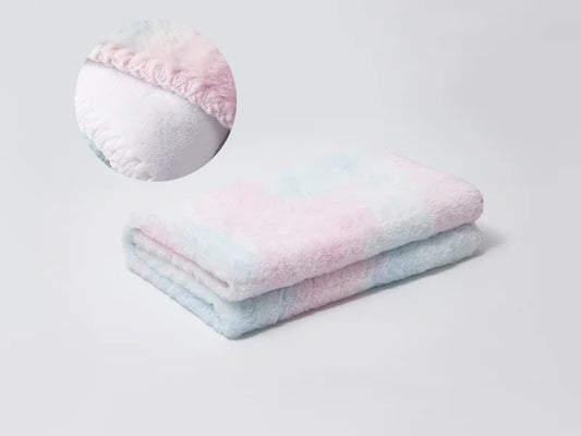 Tie Dyed Faux Fur Lined Sublimation Minky Blanket(White, 127*152cm/50inchx 60inch)