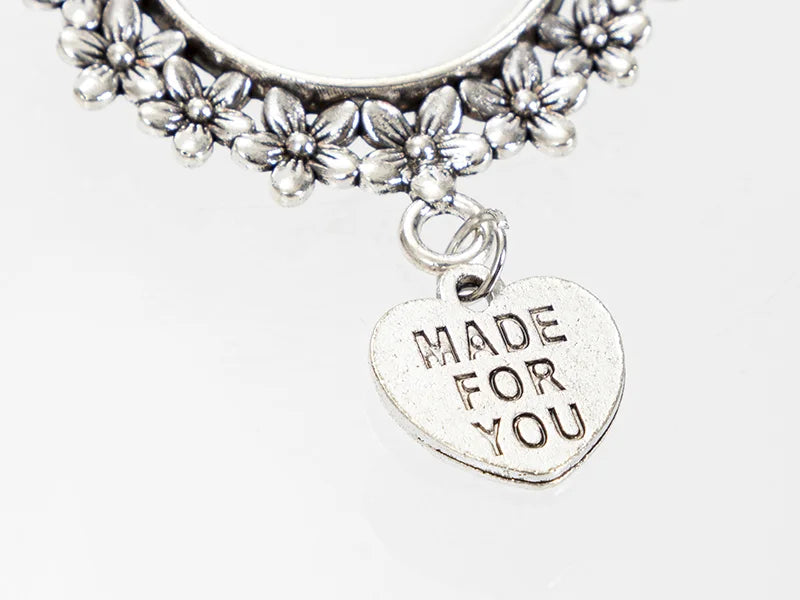 Sublimation Blanks Pin Brooch Charm w/ Heart Pendant (Round, 4*4.9cm)