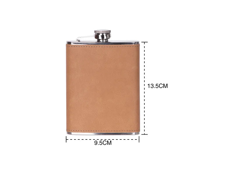 Sublimation 8oz/240ml Stainless Steel Flask with PU Cover (Light Brown)