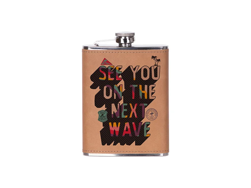 Sublimation 8oz/240ml Stainless Steel Flask with PU Cover (Light Brown)